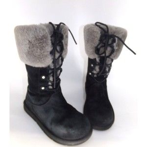 UGG AUSTRALIA MONTCLAIR #1892 WOMAN'S BLACK SHEARLING WINTER BOOTS SIZE 7 NICE!
